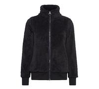 OXMO OXAnneka Damen Sweatjacke Jacke mit Teddyfutter Stehkragen Reißverschluss Eingrifftaschen Regular fit, Größe:2XL, Farbe:Black (194007)