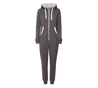OXMO OXBenna Damen Overall Jogginganzug OneSize mit Kapuze Kordel Kängurutasche Baumwollmischung Regular fit, Größe:XL, Farbe:Grey Mel (7982363)