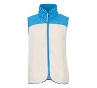 OXMO OXBetty Damen Weste Fleece Outdoor Weste hochwertiges Teddy Material Reißverschluss mit hochabschließendem Kragen Regular Fit, Größe:XL, Farbe:Malibu Blue Mix (201743)