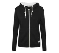 OXMO OXBinja Damen Lange Sweatjacke Kapuzenjacke Hoodie mit Teddyfell-Kapuze, Größe:L, Farbe:Black (194007)