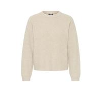 Strickfleece-Pullover OXMO "Strickpullover OXBMMOLARA ONECK", Damen, Gr. L, beige (oatmeal melange), Obermaterial: 93% Polyester PES. 5% Wolle mw. 2% Elasthan EL., Pullover (33433931-L) oatmeal melang