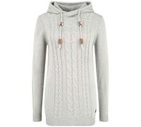 OXMO OXCable Damen Strickpullover Grobstrick Pullover mit Kapuze Kordelzug Rippbündchen Regular fit, Größe:M, Farbe:MID Grey (792842)