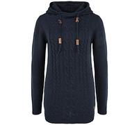 OXMO OXCable Damen Strickpullover Grobstrick Pullover mit Kapuze Kordelzug Rippbündchen Regular fit, Größe:XS, Farbe:Insignia B (791991)