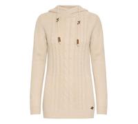 OXMO OXCable Damen Strickpullover Grobstrick Pullover mit Kapuze Kordelzug Rippbündchen Regular fit, Größe:S, Farbe:Cement Melange (1407081)