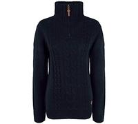 OXMO OXCarry Damen Strickpullover Troyer Grobstrick Pullover mit Troyerkragen Rippbündchen Label-Details Regular fit, Größe:M, Farbe:Black (799000)