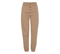 Stoffhose OXMO "Stoffhose OXCobie", Damen, Gr. L, N-Gr, beige (dune), Obermaterial: 98% Baumwolle CO. 2% Elasthan EL., casual, regular fit knöchellang, Hosen (48547515-L) dune
