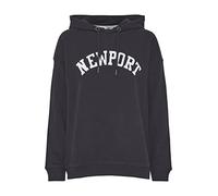 OXMO OXCOLISA Damen Kapuzenpullover Hoodie Pullover mit Kapuze 100% Baumwolle College-Look Frontprint überschnittene Ärmel, Größe:L, Farbe:Black (194007)