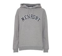 OXMO OXCOLISA Damen Kapuzenpullover Hoodie Pullover mit Kapuze 100% Baumwolle College-Look Frontprint überschnittene Ärmel, Größe:L, Farbe:Medium Grey Melange (201146)