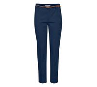 OXMO OXDaisy Pants Damen Hose Chinohose mit Kunstledergürtel Regular-Fit Baumwolle mit Stretch, Größe:42, Farbe:Copenhagen Night (194020)
