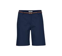 OXMO OXDaney Shorts Damen Chino Shorts Elegante Kurze Hose mit Kunstledergürtel Regular-Fit Baumwolle mit Stretch, Größe:38, Farbe:Copenhagen Night (194020)
