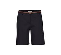 OXMO OXDaney Shorts Damen Chino Shorts Elegante Kurze Hose mit Kunstledergürtel Regular-Fit Baumwolle mit Stretch, Größe:42, Farbe:Black (194007)