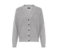 Strickjacke OXMO "Strickjacke OXEdna", Damen, Gr. L, grau (medium grau melange), Obermaterial: 100% Polyacryl PAN., Strickjacken Strickjacke (56330003-L) medium grau melange