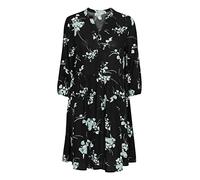 OXMO OXElva Damen Freizeitkleid Kleid Sommerkleid Midi mit 3/4-Ärmeln, Größe:38, Farbe:Black Mix (201483)