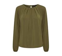 OXMO OXHal Damen Bluse Langarm mit Rundhals-Ausschnitt aus hochwertigem Modal-Mix Material, Größe:XL, Farbe:Military Olive (190622)