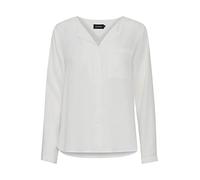 OXMO OXHally Damen Bluse Hemdbluse Langarm ohne Kragen mit verdeckter Knopfleiste, Größe:36, Farbe:Off White (114800)