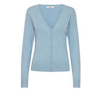 Strickjacke OXMO "Strickjacke OXHelene", Damen, Gr. L, blau (blau bell melange), Obermaterial: 80% Viskose CV. 20% Nylon NY., Strickjacken Strickjacke (44648930-L) blau bell melange