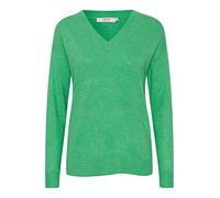 OXMO OXHelle Damen Strickpullover Feinstrick Pullover V-Ausschnitt V-Neck überschnittene Ärmel leichte Viscose-Qualität, Größe:L, Farbe:Ming Green Melange (1659301)