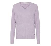 OXMO OXHelle Damen Strickpullover Feinstrick Pullover V-Ausschnitt V-Neck überschnittene Ärmel leichte Viscose-Qualität, Größe:M, Farbe:Purple Rose Melange (1537161)