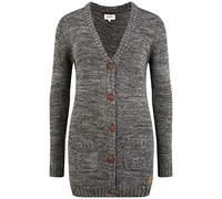 Strickjacke OXMO "Strickjacke OXHilemona", Damen, Gr. S, grau (dunkelgrau), Obermaterial: 100% Baumwolle CO., Strickjacken Strickjacke (72527227-S) dunkelgrau
