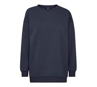 OXMO OXHillary Damen Langer Sweatshirt Pullover Longpullover mit runder Rippkragen Rippbündchen Baumwollmischung Loose fit, Größe:L, Farbe:Total Eclipse (194010)