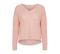 Strickpullover OXMO "Strick-V-Pullover OXKatla", Damen, Gr. XXL, weiß (coral cloud), Obermaterial: 58% Viskose LENZING ECOVERO CV LenzEcov. 42% Polyester PES., unifarben, mini, V-Ausschnitt, Pullover