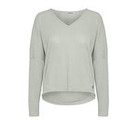 Strickpullover OXMO "Strick-V-Pullover OXKatla", Damen, Gr. S, blau (aqua gray), Obermaterial: 58% Viskose LENZING ECOVERO CV LenzEcov. 42% Polyester PES., unifarben, casual, mini, V-Ausschnitt, Langa