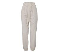 OXMO OXLennja Damen Hose Stoffhose elastischer Bund mit Bindegürtel Regular Fit, Größe:42, Farbe:Oatmeal (130401)