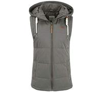 OXMO OXLew Damen Weste Steppweste Outdoor Weste mit Kapuze Eingrifftaschen Baumwollmischung Regular fit, Größe:S, Farbe:DARK GREY (792890)