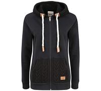 OXMO OXMatilda Damen Sweatjacke Kapuzenjacke Hoodie mit Kapuze Kängurutasche Baumwollmischung Regular fit, Größe:S, Farbe:Black (799000)