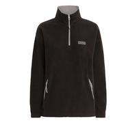 OXMO OXMatsine Damen Pullover Fleecepullover Pulli mit Teddy-Futter Reißverschlusstaschen Troyerkragen Label-Details Loose fit, Größe:L, Farbe:True Black (194008)