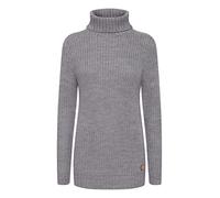 OXMO OXNanna Strickpullover Damen Grobstrickpullover Pullover mit Rollkragen Regular Fit, Größe:L, Farbe:Medium Grey Melange (201146)