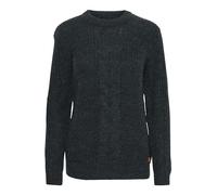 Strickfleece-Pullover OXMO "Strickpullover OXNatasja", Damen, Gr. M, blau (total eclipse melange), Obermaterial: 85% Polyacryl PAN. 15% Wolle WO., Pullover (25249168-M) total eclipse melange