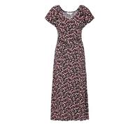 OXMO OXNIlla Damen Kleid Midikleid Viskosekleid Loose Fit, Farbe: PINK Flowers Print (205783), Größe: 42