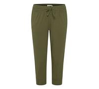 OXMO OXOdda Damen Hose Stoffhose Caprihose Single Jersey Baumwolle mit Stretch Kurze Joggpant mit elastischem Bund und Kordelzug Regular Fit, Größe:L, Farbe:Olivine (180316)
