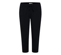 OXMO OXOdda Damen Hose Stoffhose Caprihose Single Jersey Baumwolle mit Stretch Kurze Joggpant mit elastischem Bund und Kordelzug Regular Fit, Größe:M, Farbe:Black (200451)