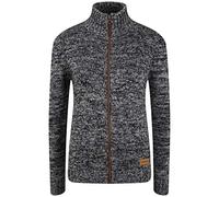 OXMO OXPhenix Damen Strickjacke Grobstrick Cardigan Strickcardigan mit Stehkragen Reißverschluss 100% Baumwolle Regular fit, Größe:L, Farbe:Black (799000)