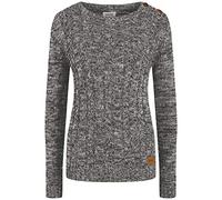 OXMO OXPhia Damen Strickpullover Grobstrick Pullover mit Rundhals-Ausschnitt 100% Baumwolle Regular fit, Größe:XL, Farbe:Dark Grey (792890)