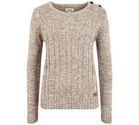 OXMO OXPhia Damen Strickpullover Grobstrick Pullover mit Rundhals-Ausschnitt 100% Baumwolle Regular fit, Größe:L, Farbe:Dune (795409)