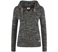OXMO OXPhiladelphia Damen Strickjacke Grobstrick Cardigan mit Kapuze Reißverschluss 100% Baumwolle Regular fit, Größe:XS, Farbe:Black (799000)