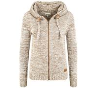 OXMO OXPhiladelphia Damen Strickjacke Grobstrick Cardigan mit Kapuze Reißverschluss 100% Baumwolle Regular fit, Größe:S, Farbe:Dune (795409)