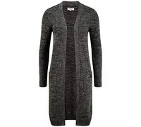 OXMO OXPhiletta Damen Lange Strickjacke Grobstrick Cardigan Longstrickjacke aufgesetzte Taschen 100% Baumwolle Regular fit, Größe:S, Farbe:Black (799000)