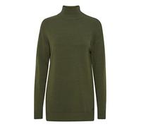OXMO OXRatina Damen Strickpullover Feinstrick Pullover Rollkragen Langer Schnitt Pullover-Kleid mit Seitenschlitzen, Größe:M, Farbe:Rifle Green Melange (1904191)