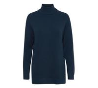 OXMO OXRatina Damen Strickpullover Feinstrick Pullover Rollkragen Langer Schnitt Pullover-Kleid mit Seitenschlitzen, Größe:L, Farbe:Total Eclipse (194010)