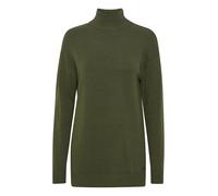 OXMO OXRatina Damen Strickpullover Feinstrick Pullover Rollkragen Langer Schnitt Pullover-Kleid mit Seitenschlitzen, Größe:L, Farbe:Rifle Green Melange (1904191)