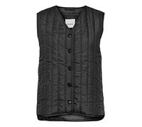 OXMO OXSadget Damen Weste Steppweste Outdoor Weste mit Druckknöpfen V-Ausschnitt Oversize Fit leicht gefüttert, Größe:L, Farbe:Black (194007)