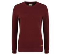 OXMO OXSarah Damen Strickpullover Feinstrick Pullover mit Rundhals-Ausschnitt Rippbündchen 100% Baumwolle Regular fit, Größe:XL, Farbe:Wine RED (790985)