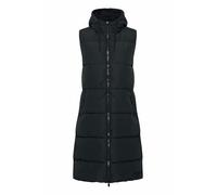 OXMO OXSolice Damen Weste Outdoor-Weste Lange Weste seitliche Reißverschlüsse mit hochabschließendem Kragen Kapuze mit Kordelzug, Farbe: Black (194007), Größe: XL