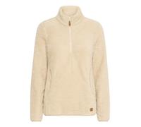 OXMO OXTelsonia Damen Teddy-Pullover Sweater Pullover mit Eingrifftaschen Troyerkragen Label-Details Regular fit, Größe:S, Farbe:Oyster Gray (141107)