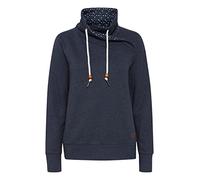 OXMO OXUdine Damen Langes Sweatshirt Pullover Longpullover Schlakragen Troyer mit Kordeln mit Muster, Größe:M, Farbe:Total Eclipse Melange (1940101)