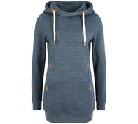 Kapuzenpullover OXMO "Hoodie OXVicky", Damen, Gr. S, blau (ins bl mel), Obermaterial: 80% Polyester PES. 20% Baumwolle CO., unifarben, casual, lang, ohne Ausschnitt, Sweatshirts (31726269-S) ins bl me
